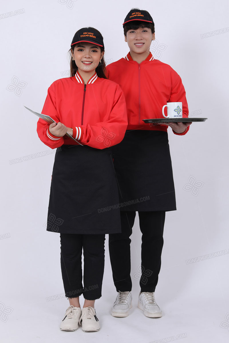 Chất liệu vải may áo khoác đồng phục công ty màu đỏ