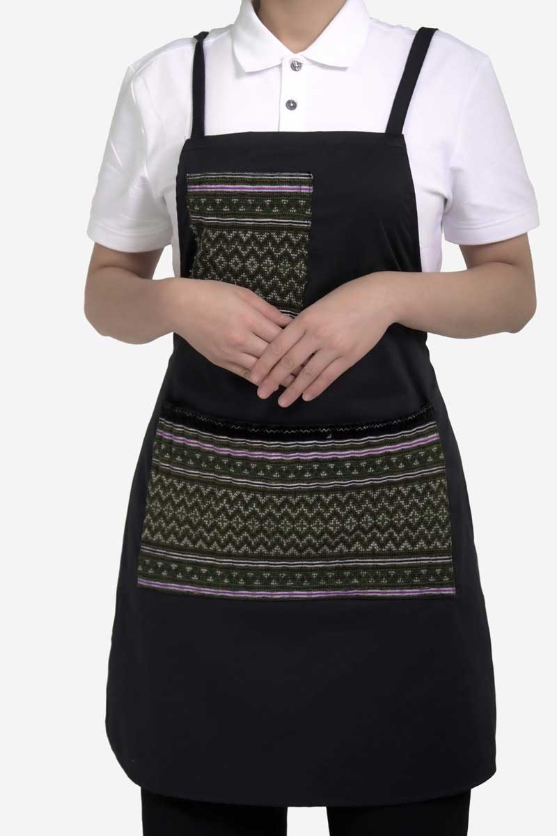 Kiểu dáng thiết kế mẫu tạp dề cao cấp phối họa tiết thổ cẩm
