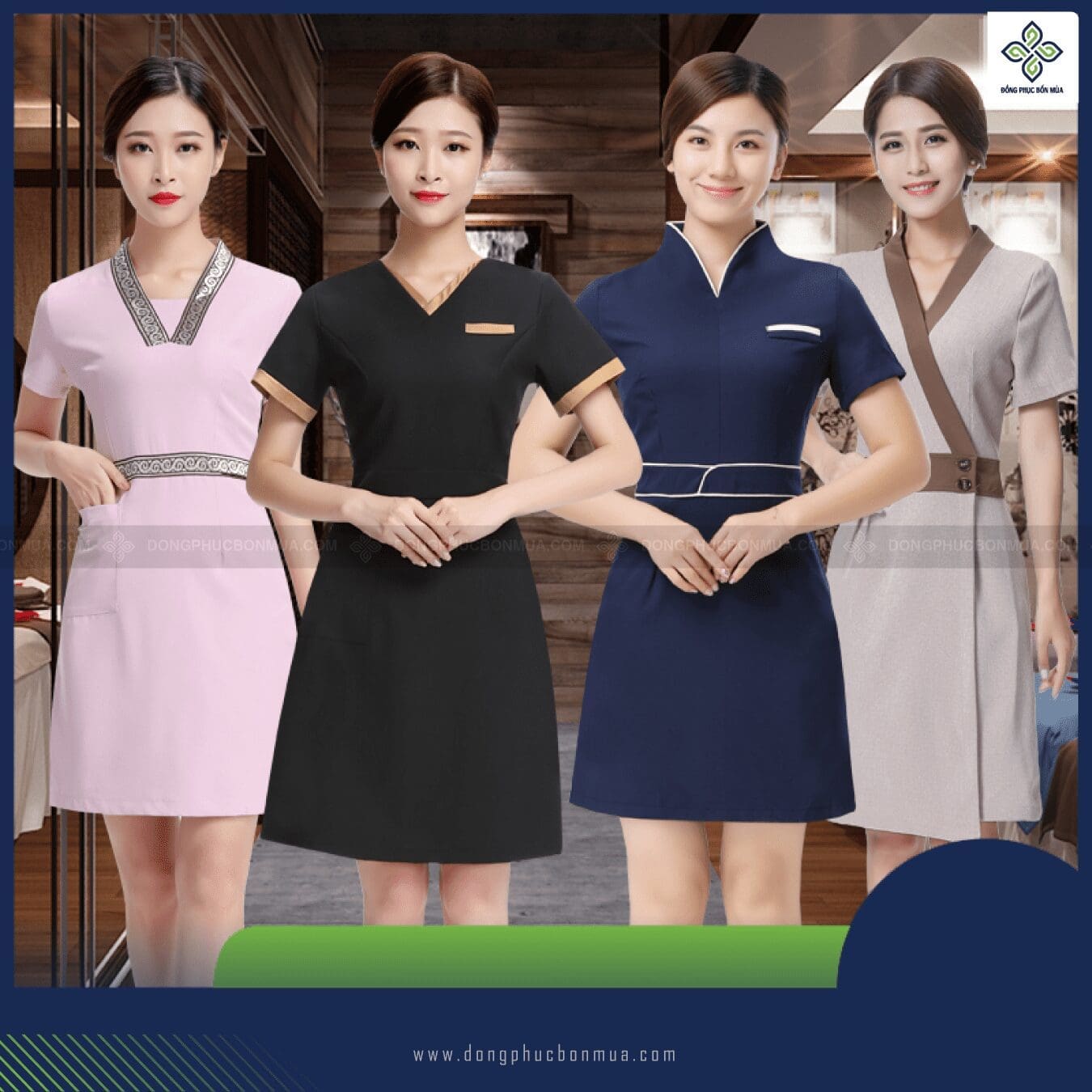 Khám phá về đồng phục spa màu xanh cực Hot năm nay