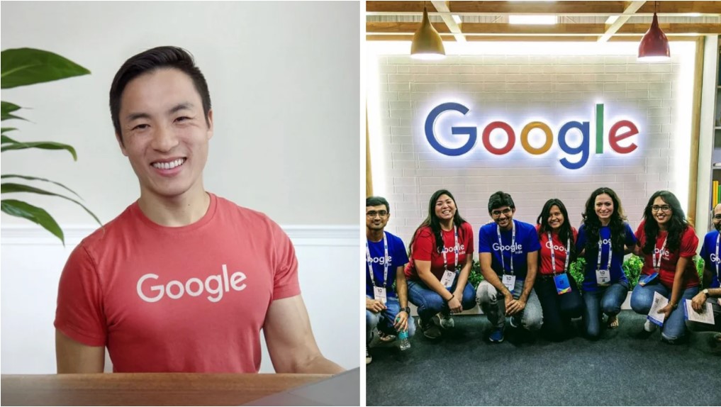 Đồng phục của tập đoàn Google cũng sử dụng màu đơn sắc và logo trắng