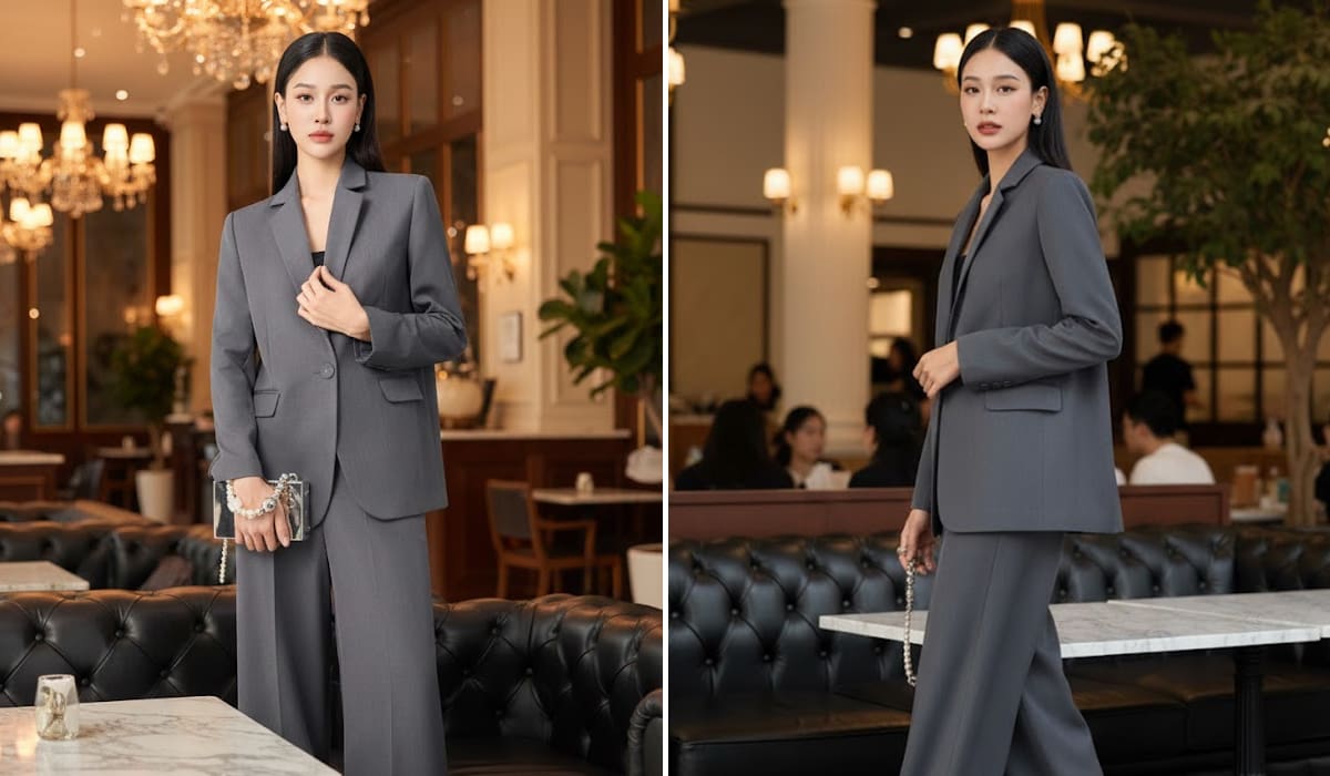 Mẫu đồng phục vest nữ công sở sang trọng, giữ form đẹp