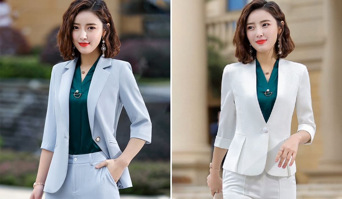 Mẫu đồng phục vest nữ công sở vải Wool