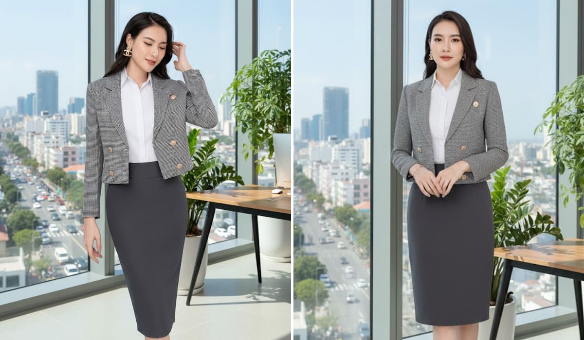 Mẫu đồng phục vest nữ công sở cao cấp