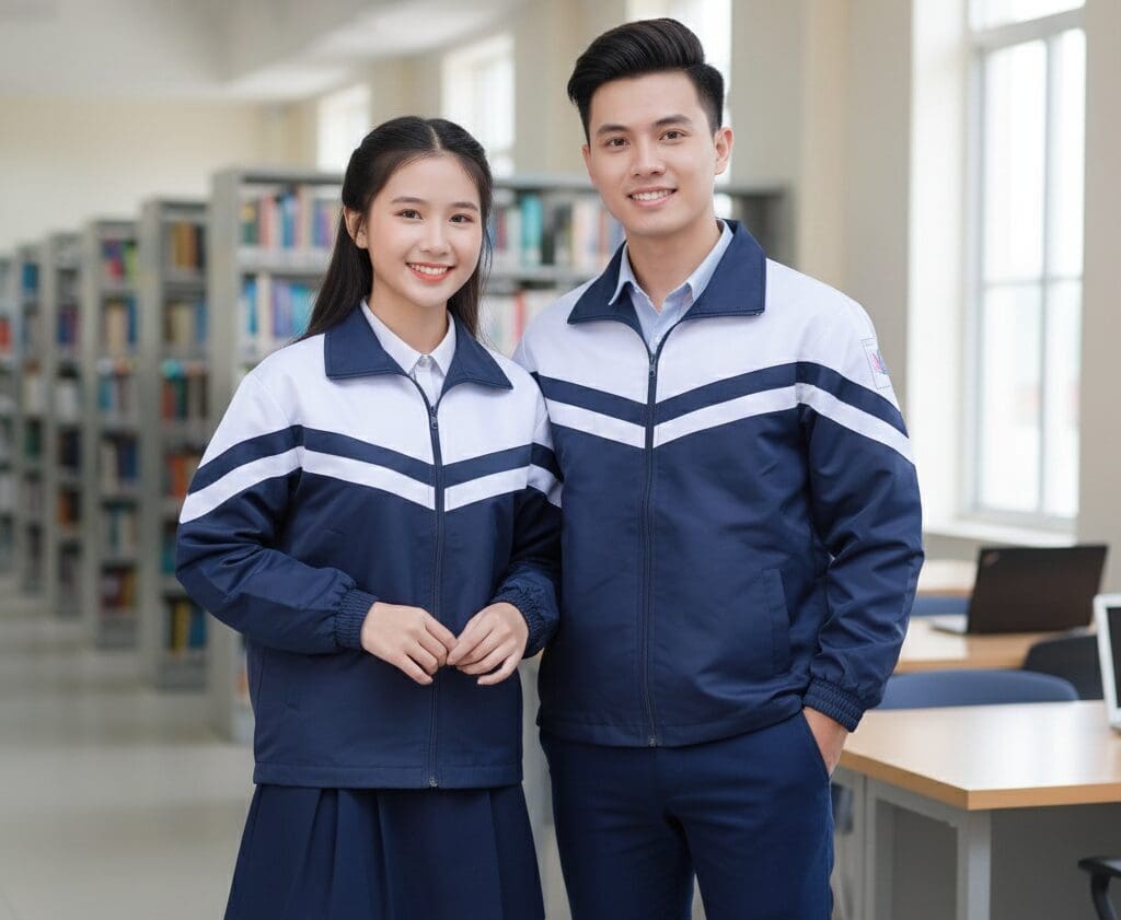 Áo khoác đồng phục giúp học sinh giữ ấm tốt