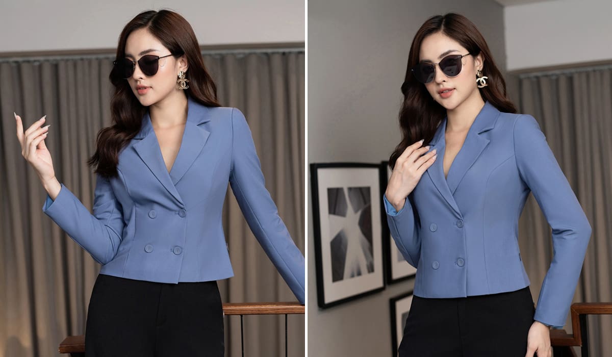 Mẫu đồng phục vest nữ công sở dáng chiết eo
