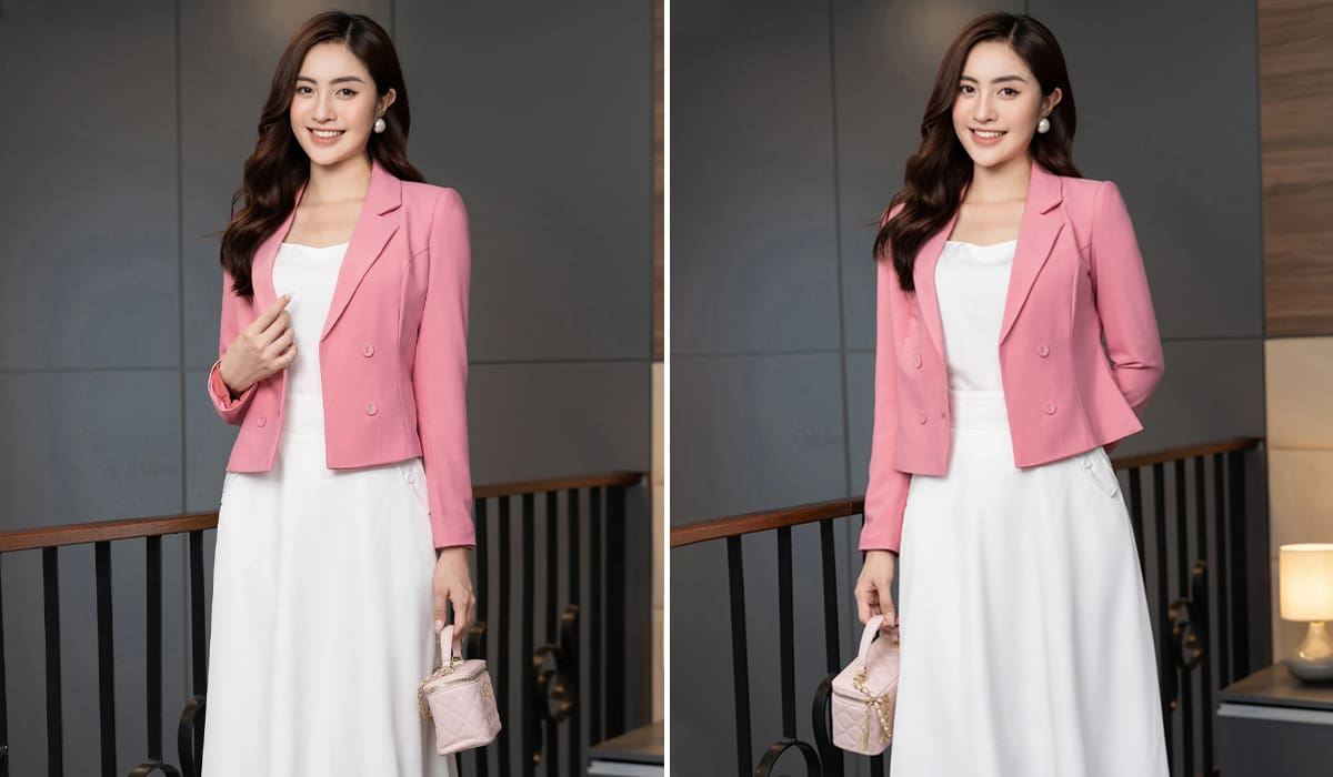 Mẫu đồng phục vest nữ công sở dáng lửng