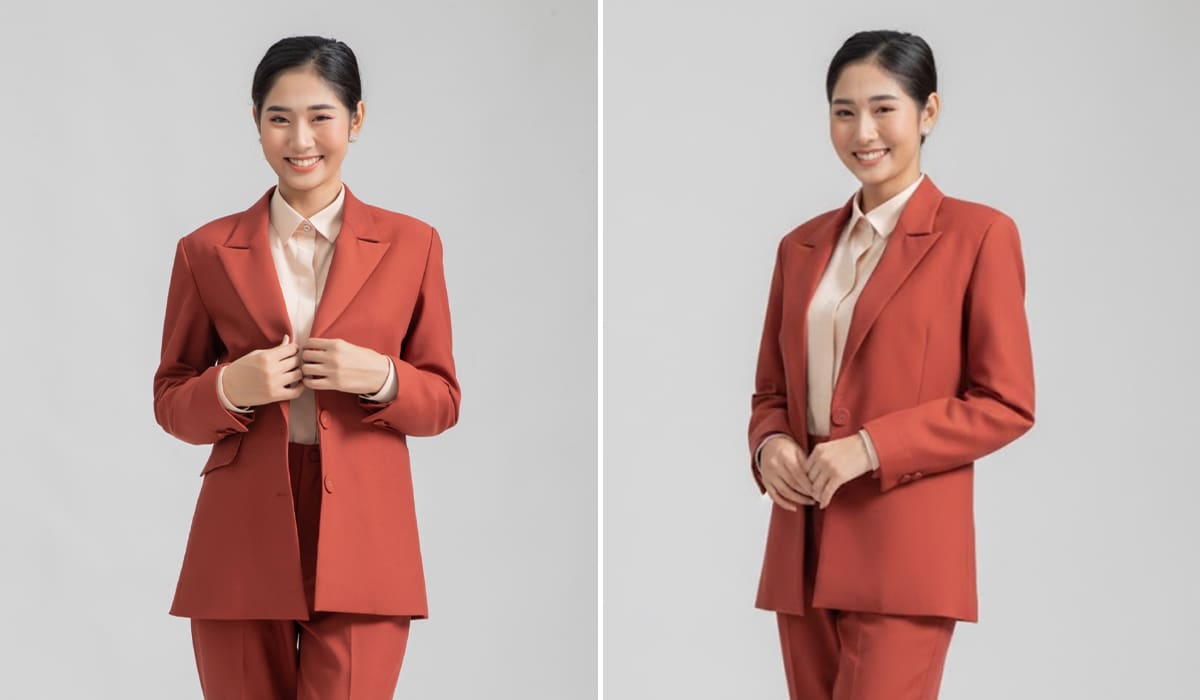 Mẫu đồng phục vest nữ công sở dáng suông