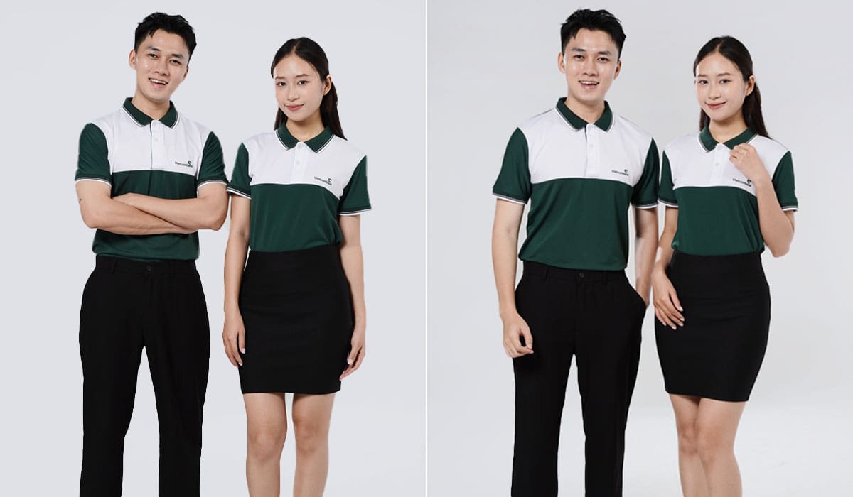 Mẫu áo polo đồng phục ngân hàng Vietcombank thiết kế chuẩn nhận diện