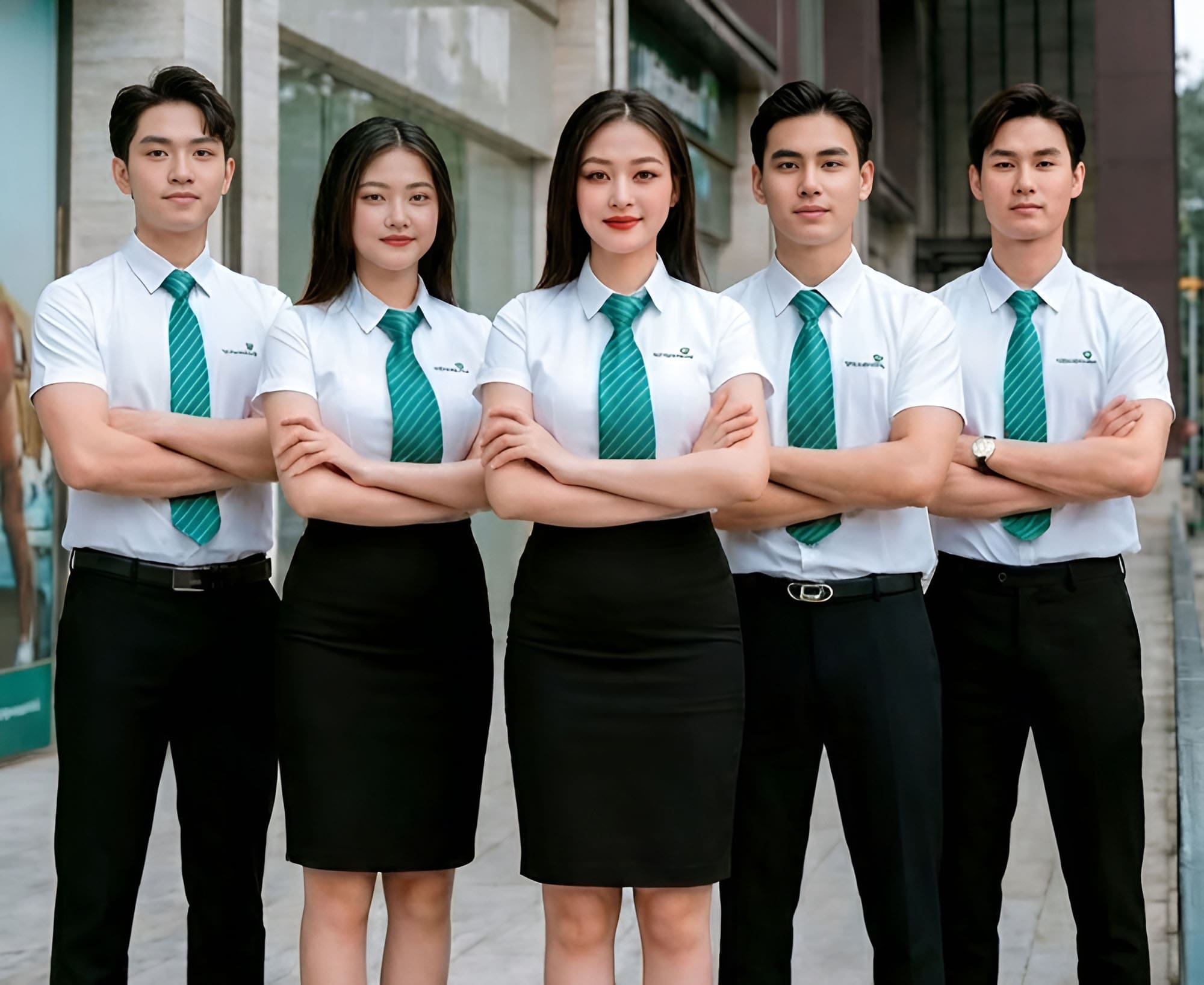 Mẫu áo sơ mi đồng phục ngân hàng Vietcombank thiết kế chuẩn nhận diện