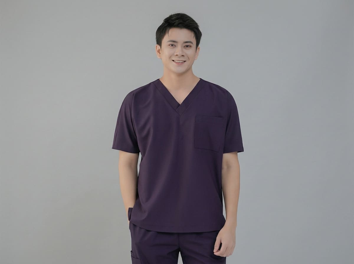 Mẫu áo scrubs vải Polyester pha