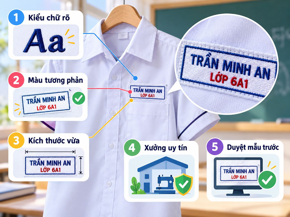 Thêu tên áo học sinh