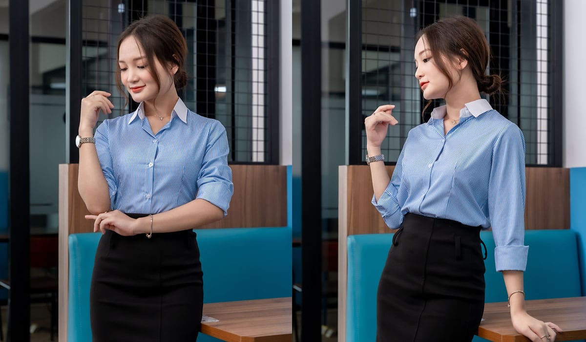 Áo sơ mi đồng phục cổ bẻ truyền thống