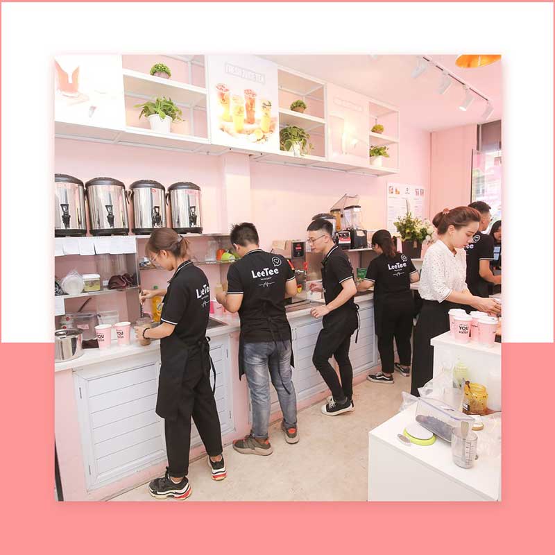 Mẫu áo polo đồng phục trà sữa Leetee