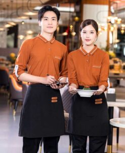 Chất liệu trang phục nhân viên nhà hàng màu nâu cam