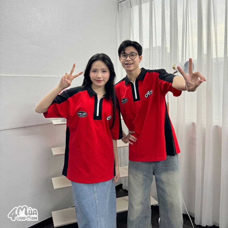 Kiểu dáng thiết kế mẫu áo đồng phục lớp GangZ màu đỏ đô