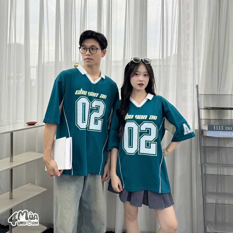 Mẫu áo lớp đồng phục Home Run màu xanh ngọc