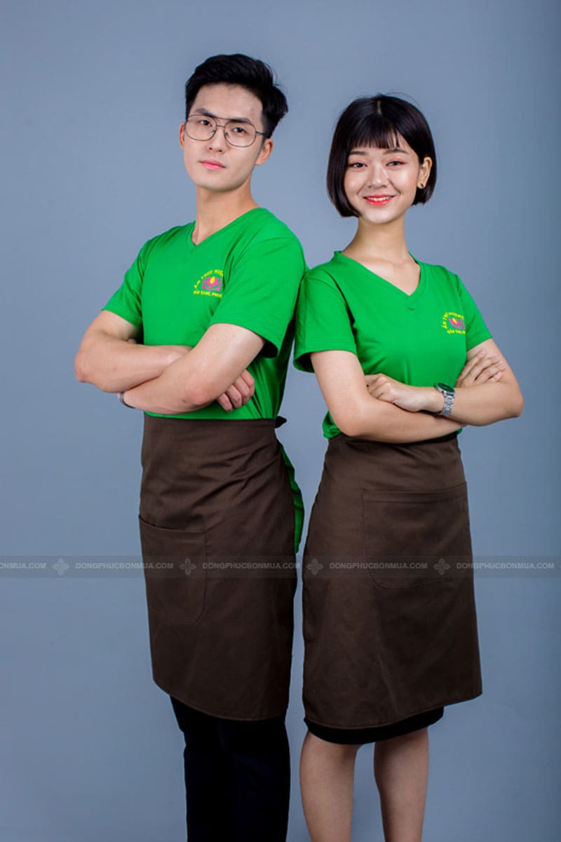Kiểu dáng thiết kế áo đồng phục nhà hàng Hương Sen hiện đại thanh lịch