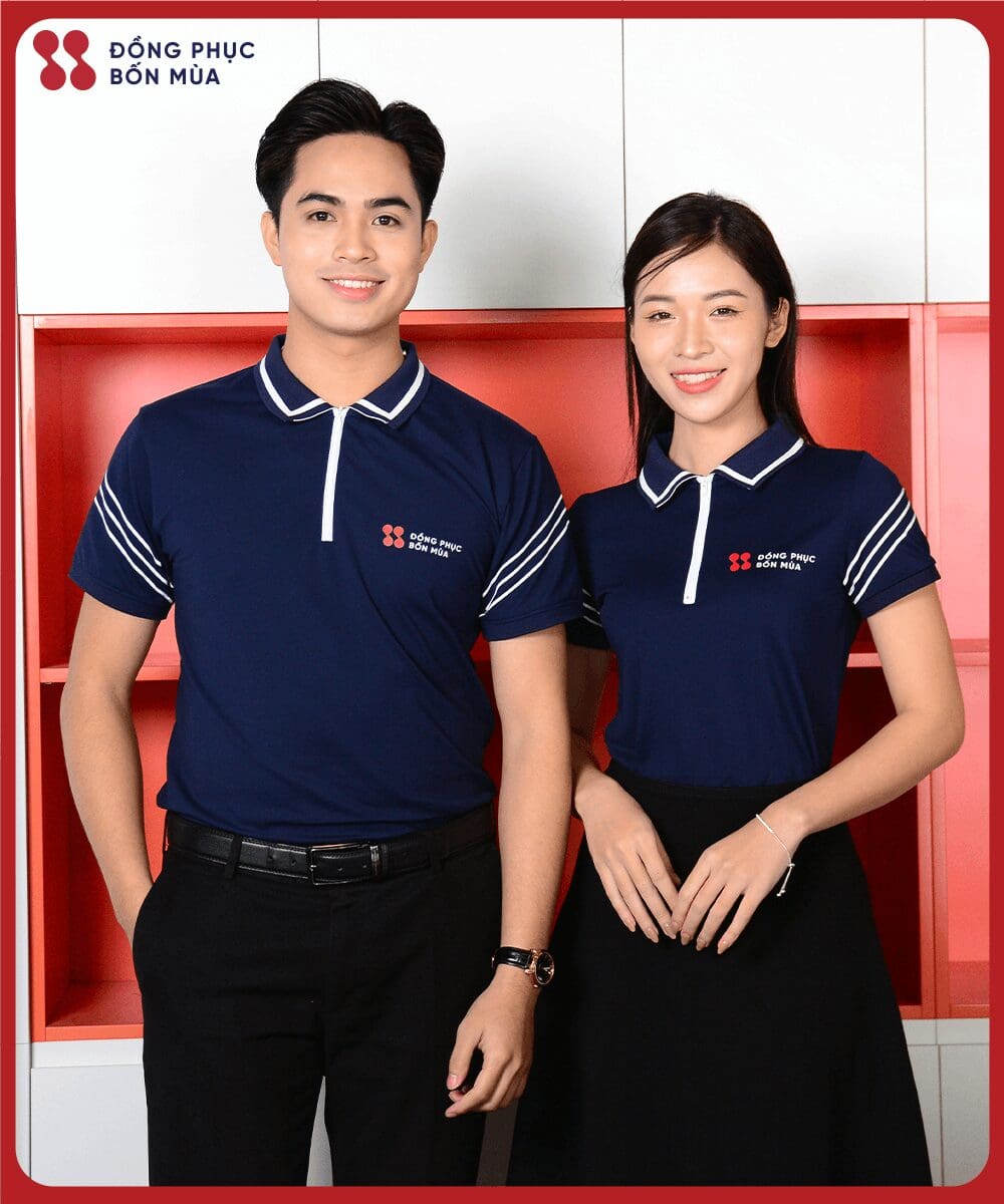 Áo phông đồng phục màu xanh tím than công ty Đồng Phục Bốn Mùa - Ảnh 5
