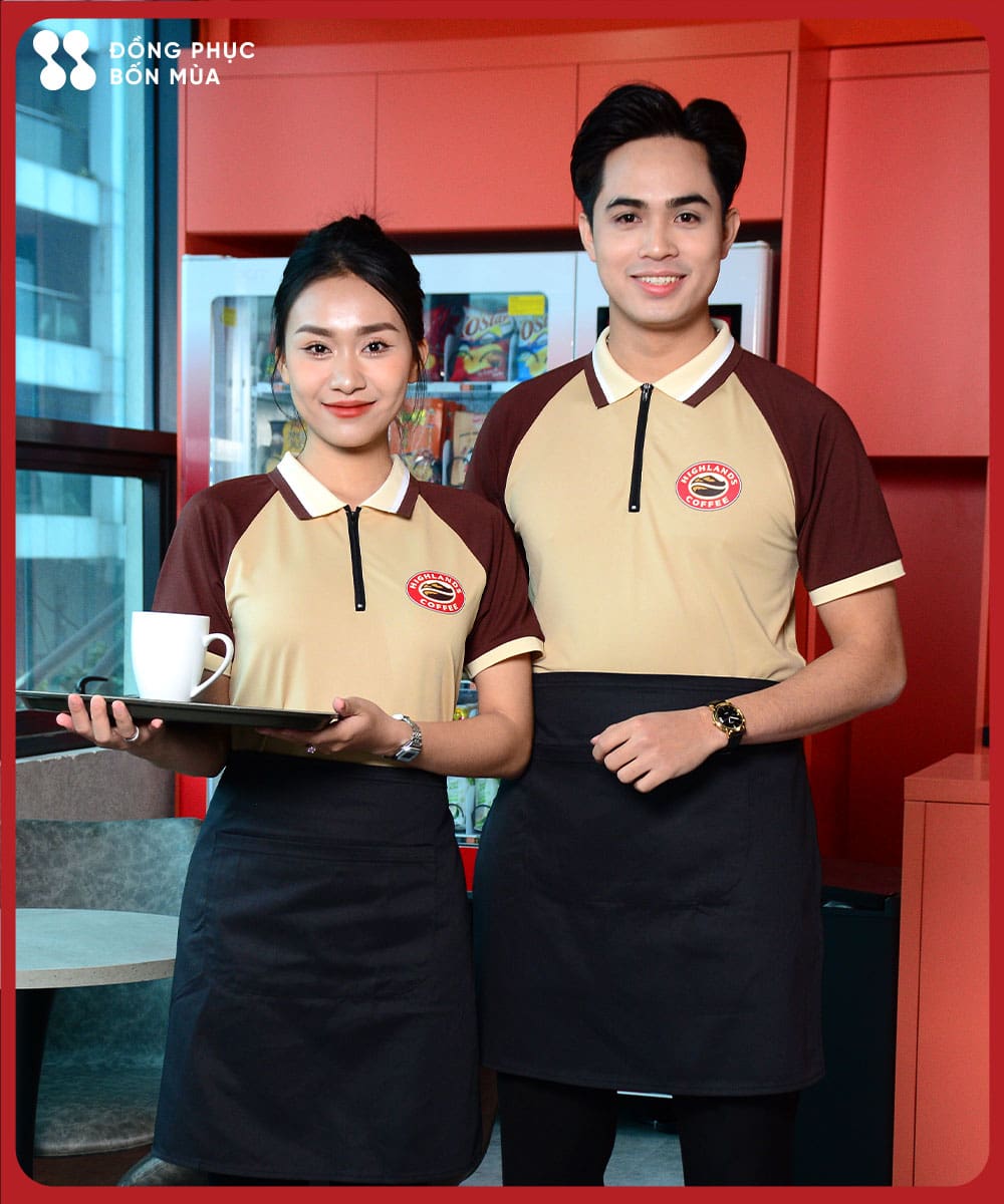 Mẫu áo polo đồng phục thương hiệu Highlands trẻ trung nổi bật
