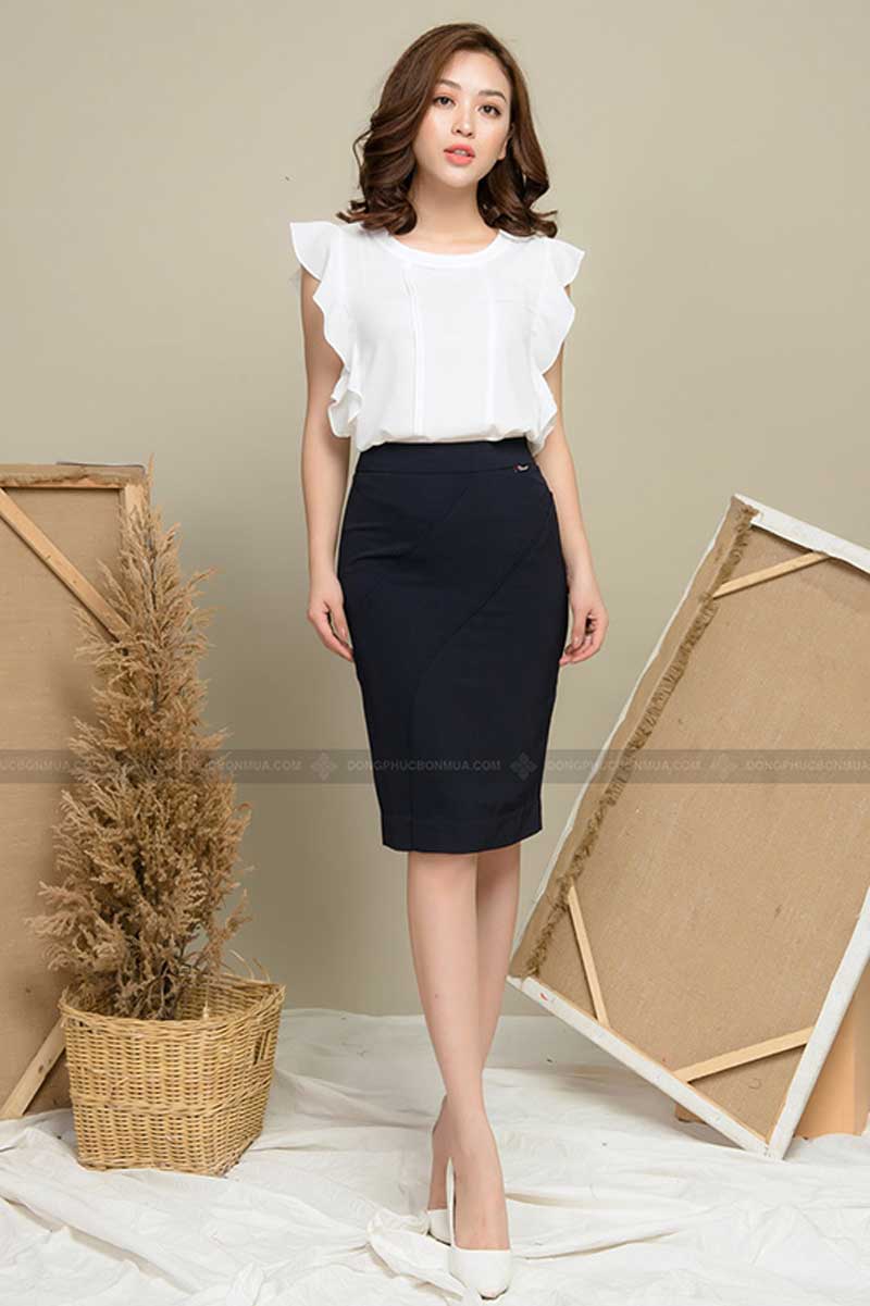 Kiểu dáng thiết kế mẫu đồng phục chân váy Zuyp công sở
