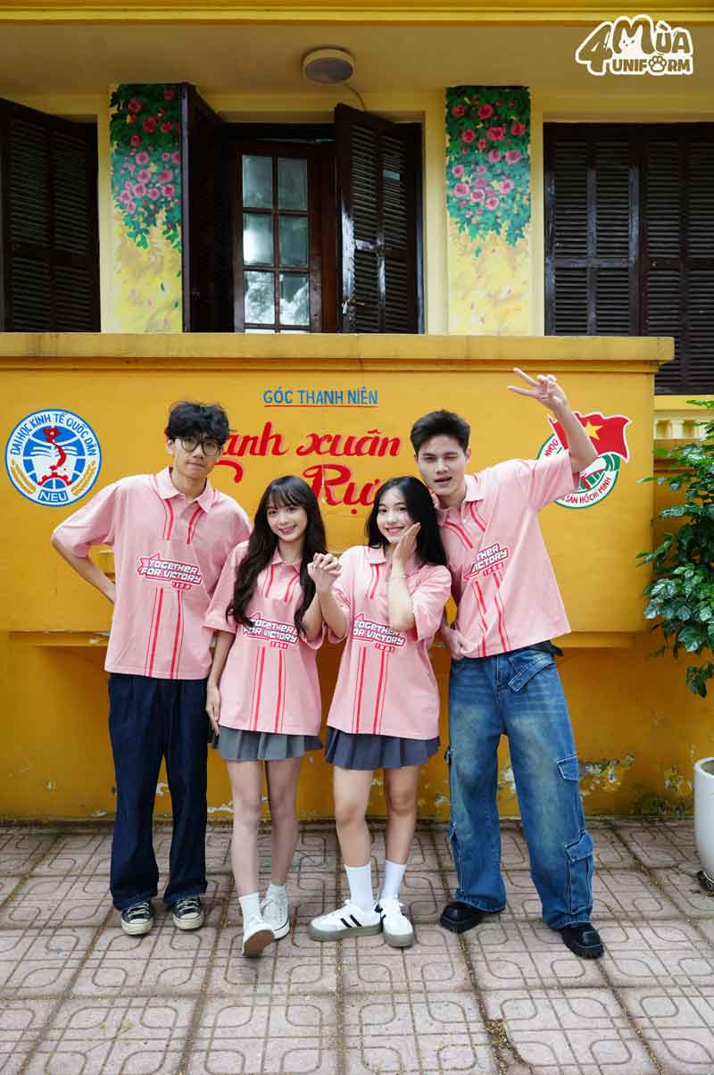 Kiểu dáng thiết kế áo đồng phục lớp Connect màu hồng độc lạ