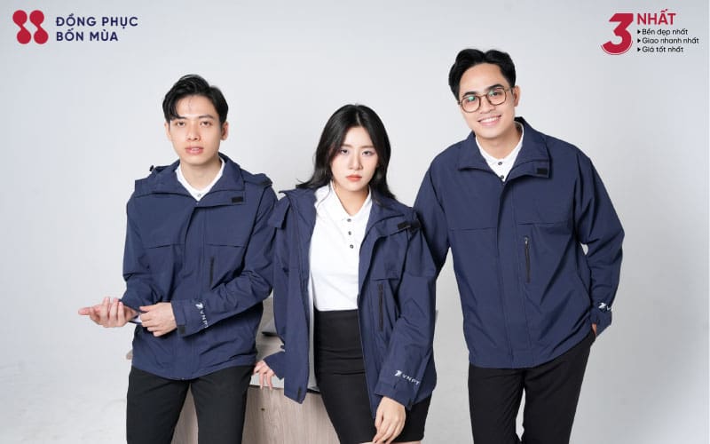 Giá mẫu áo khoác gió đồng phục màu xanh than