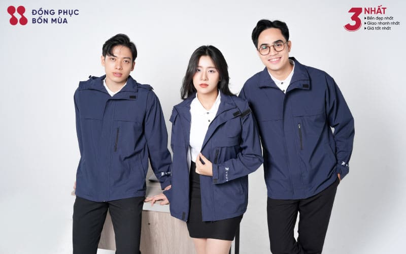 Kiểu dáng thiết kế áo Khoác Gió Đồng Phục Màu Xanh Than