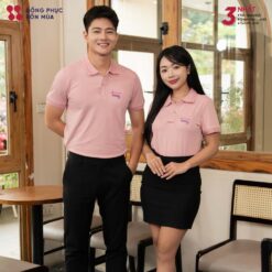 Mẫu đồng phục nhà hàng màu hồng phấn
