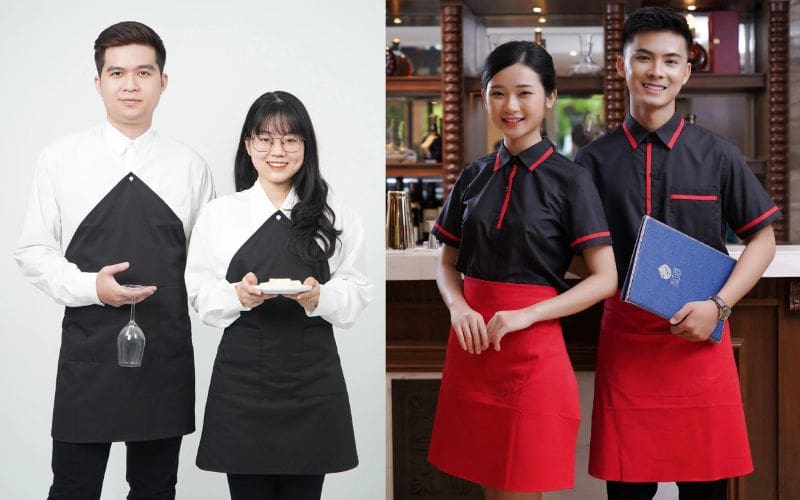 Áo sơ mi phối tạp dề hiện đại, năng động