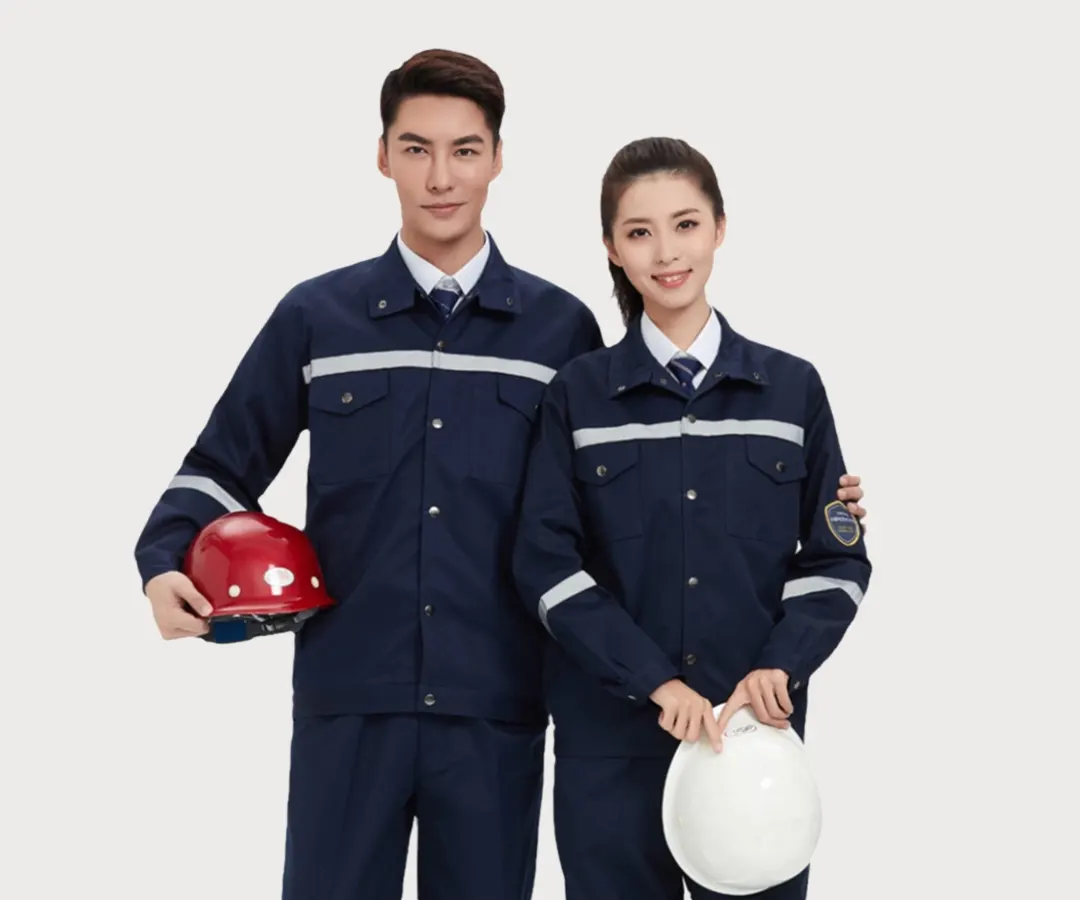 Bộ đồng phục áo khoác dài tay phối quần kaki công nghiệp