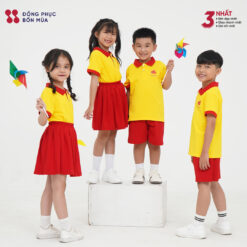 BST đồng phục mầm non vàng phối đỏ