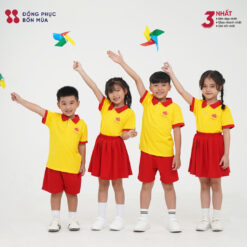BST đồng phục mầm non vàng phối đỏ cho bé
