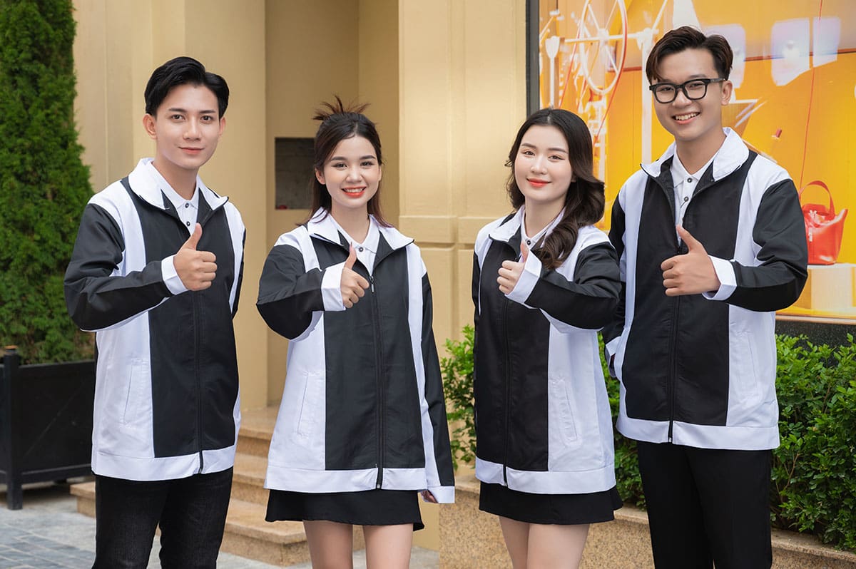 Mẫu đồng phục áo khoác gió vải 2 lớp