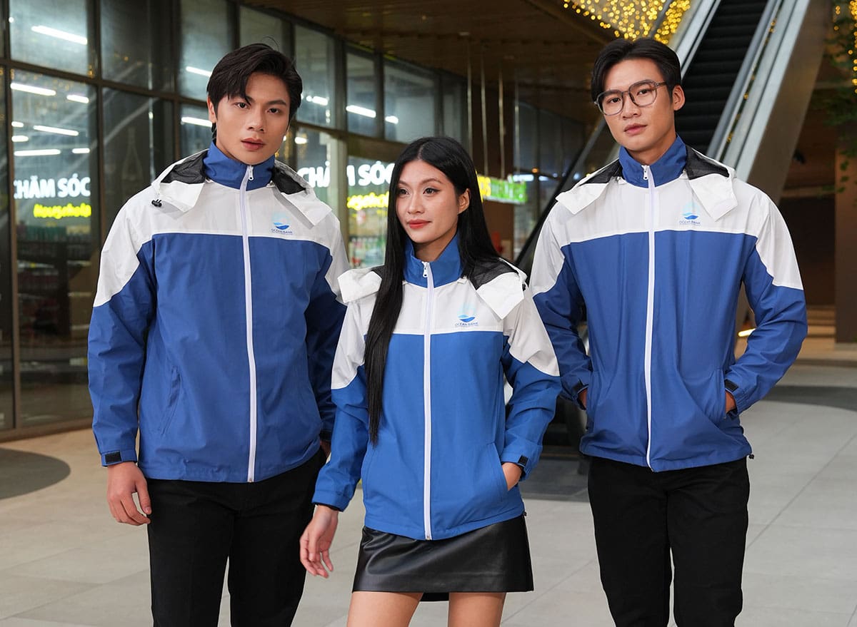 Mẫu áo khoác gió đồng phục công ty thoáng kí