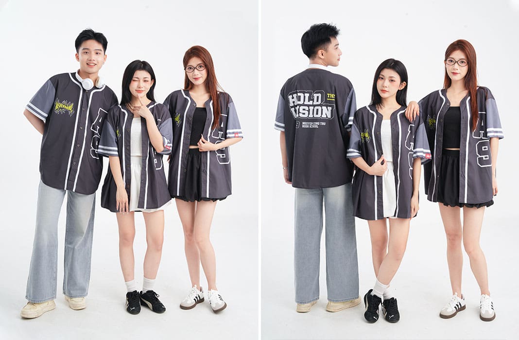 Mẫu áo sơ mi đồng phục học sinh lỡ tay, chất vải thoáng mát