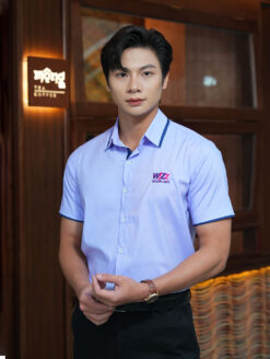 Mẫu áo sơ mi đồng phục công sở thiết kế cổ bẻ