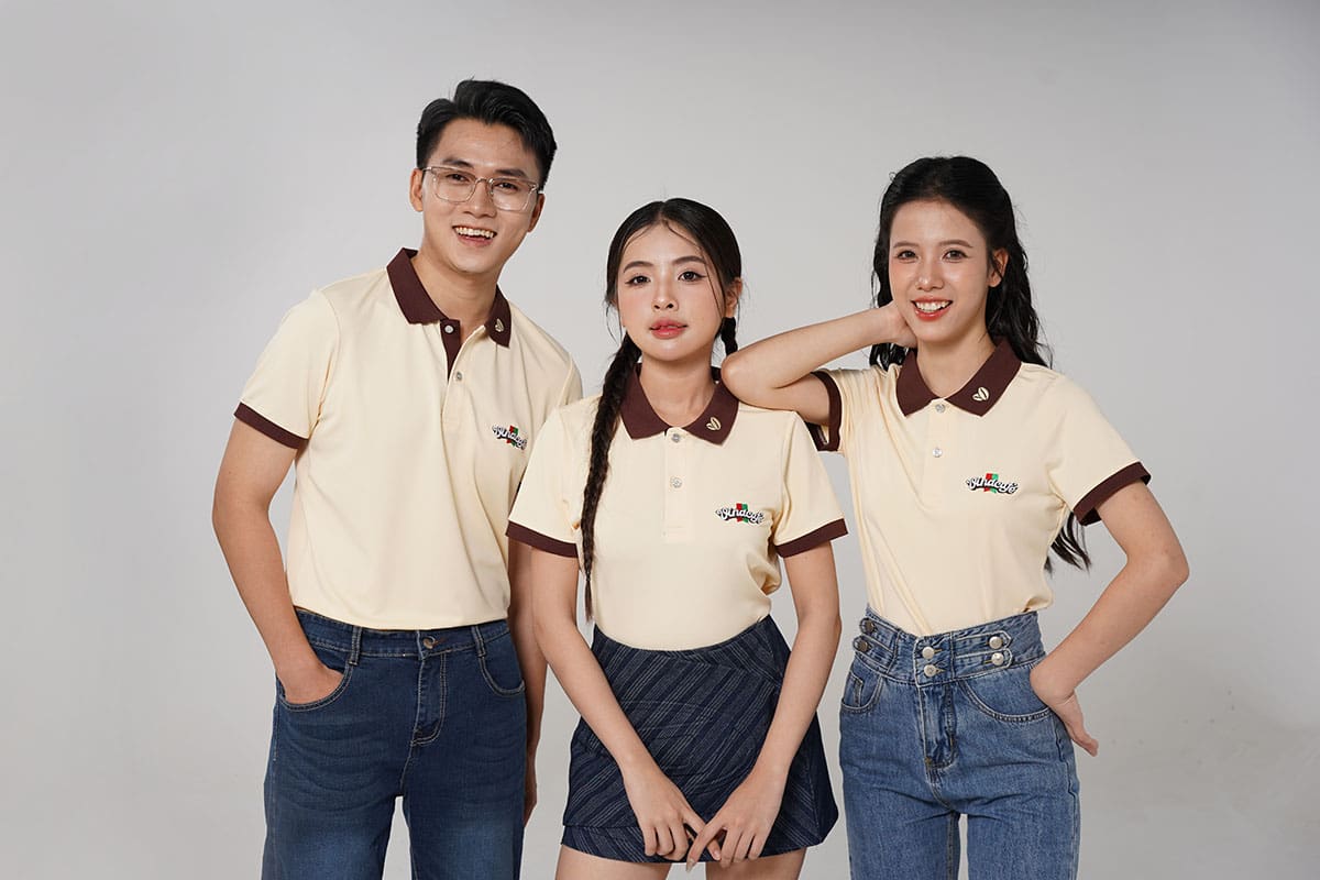 Chất liệu và công nghệ thêu trên áo polo đồng phục
