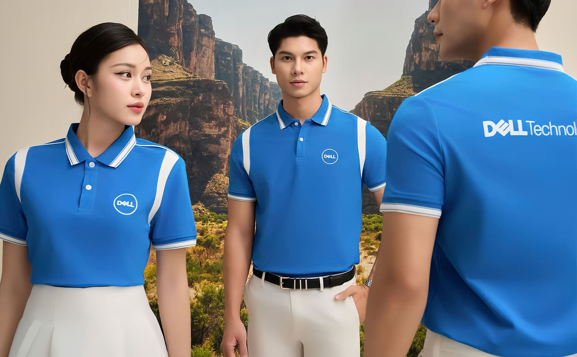 Mẫu áo polo đồng phục của hàng laptop chuẩn form