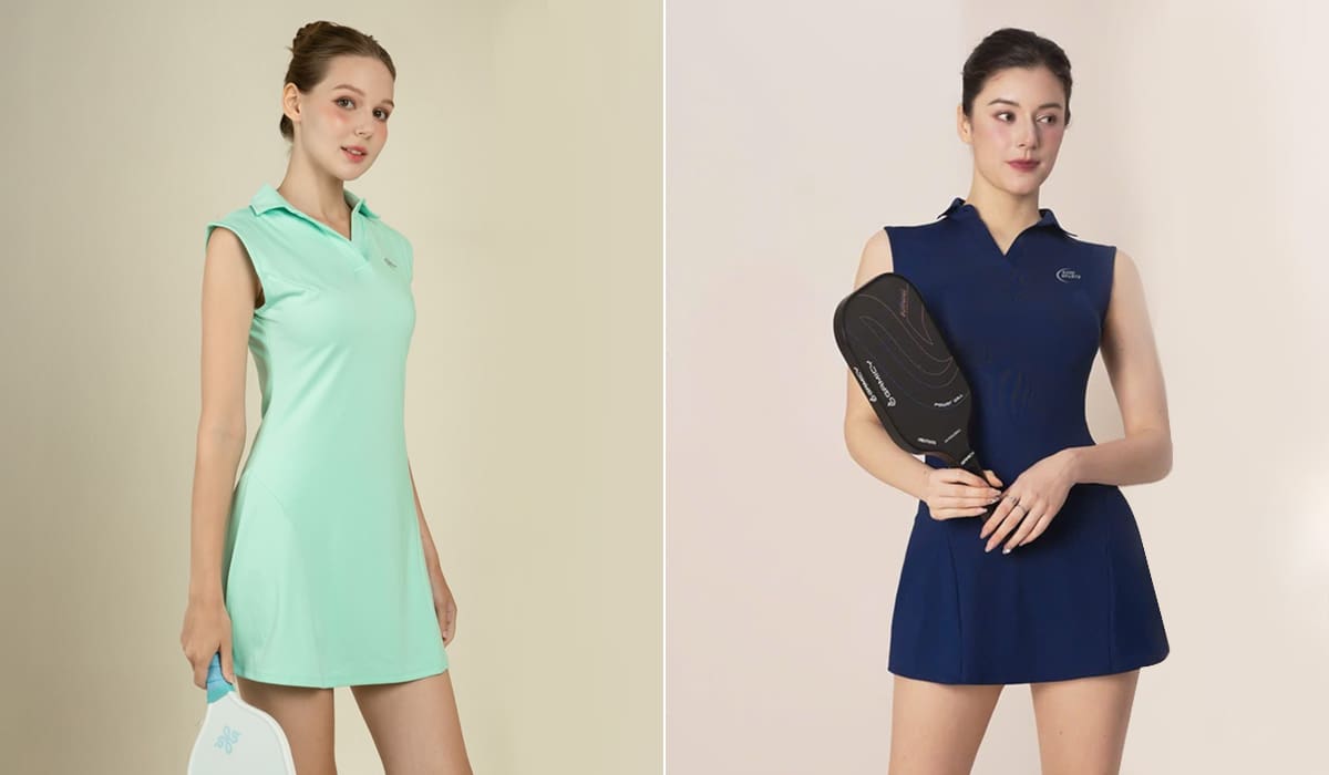 Mẫu Mẫu váy liền thân pickleball cổ polo