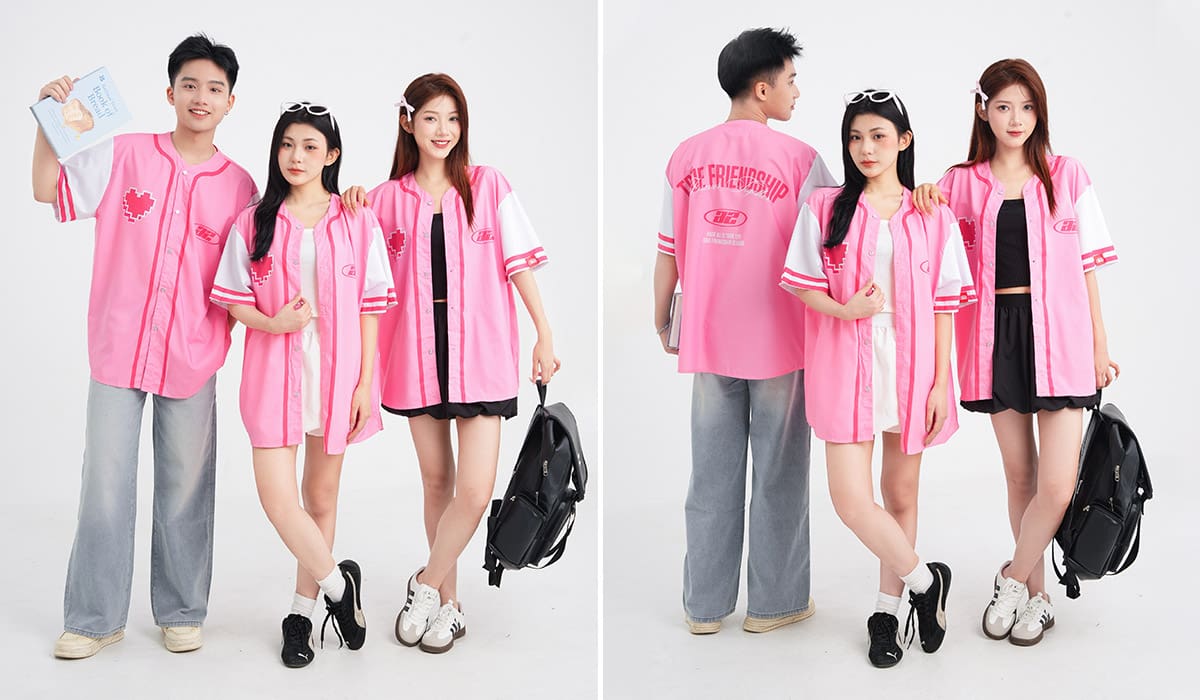 Mẫu áo lớp sơ mi phối màu trẻ trung