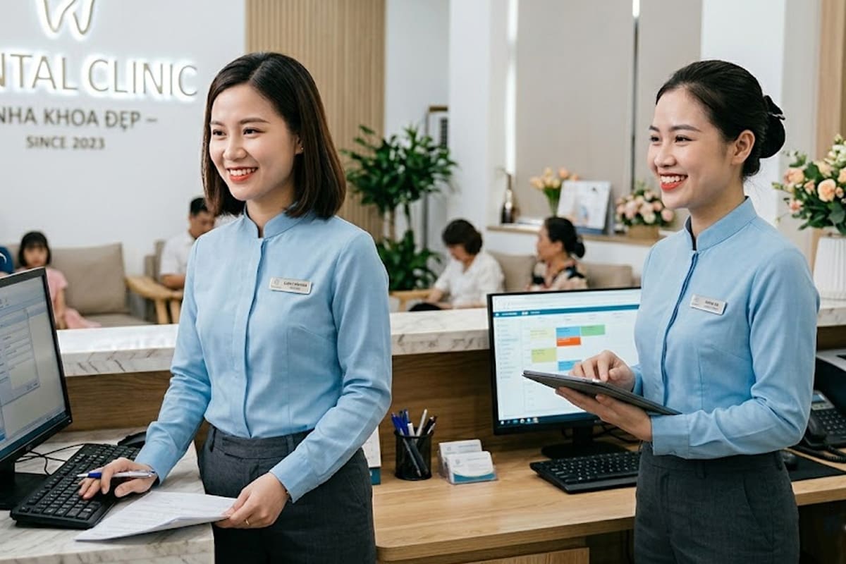 Đồng phục áo sơ mi lễ tân nha khoa