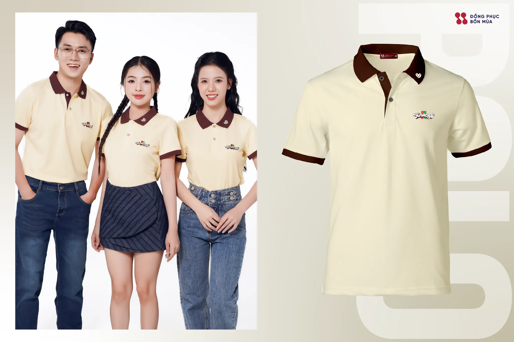 Mẫu áo polo trơn công ty in logo chuẩn nhận diện