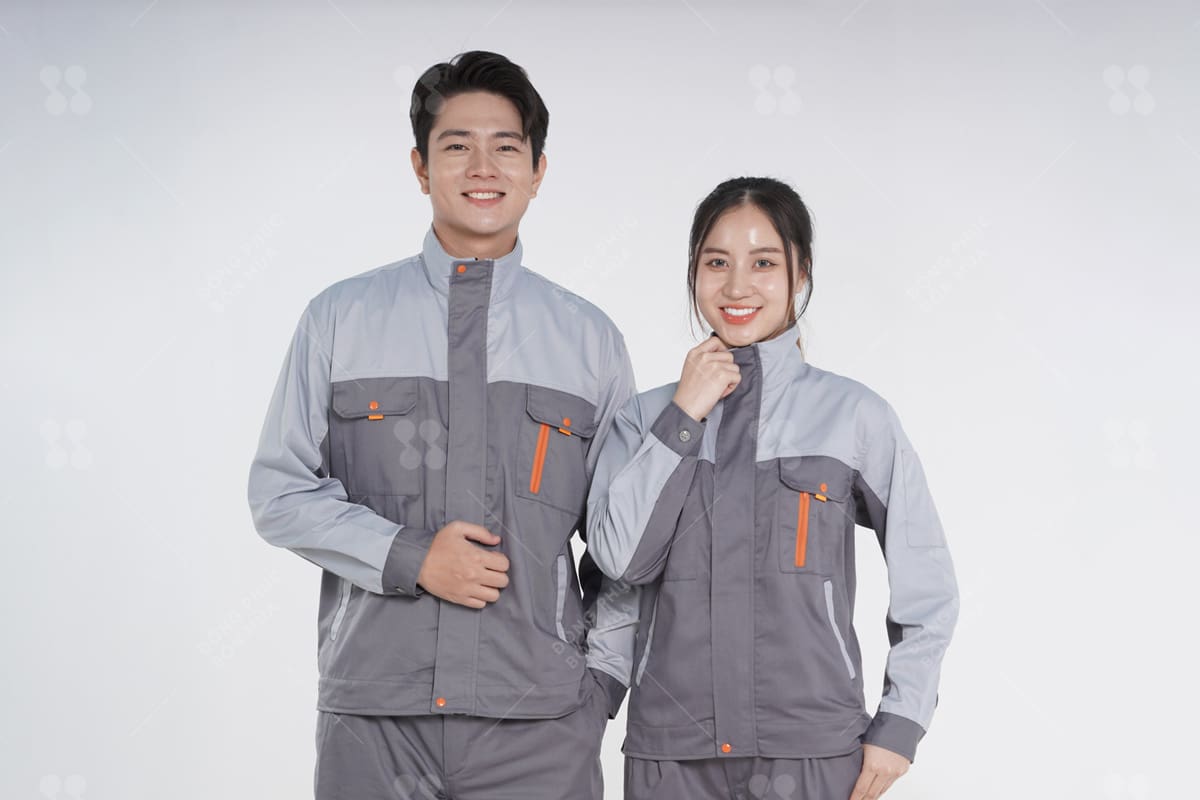 Thiết kế áo khoác bảo hộ cổ đứng, khóa kéo kín gió