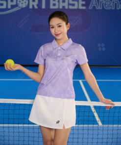Áo polo đồng phục pickleball nữ màu tím pastel