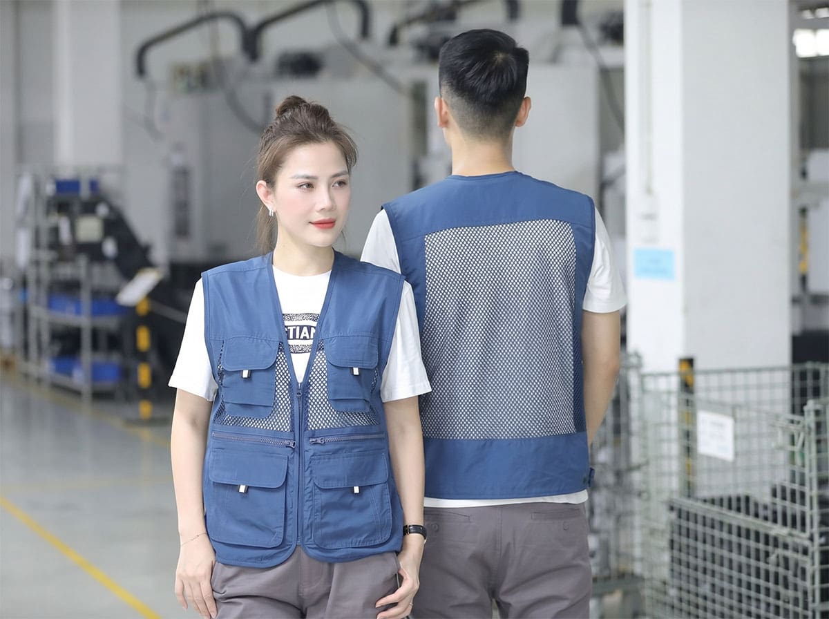 Mẫu áo gile bảo hộ lao động vải lưới thoáng mát