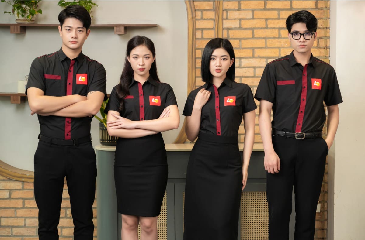 Mẫu áo sơ mi đồng phục nhân viên phục vụ cao cấp