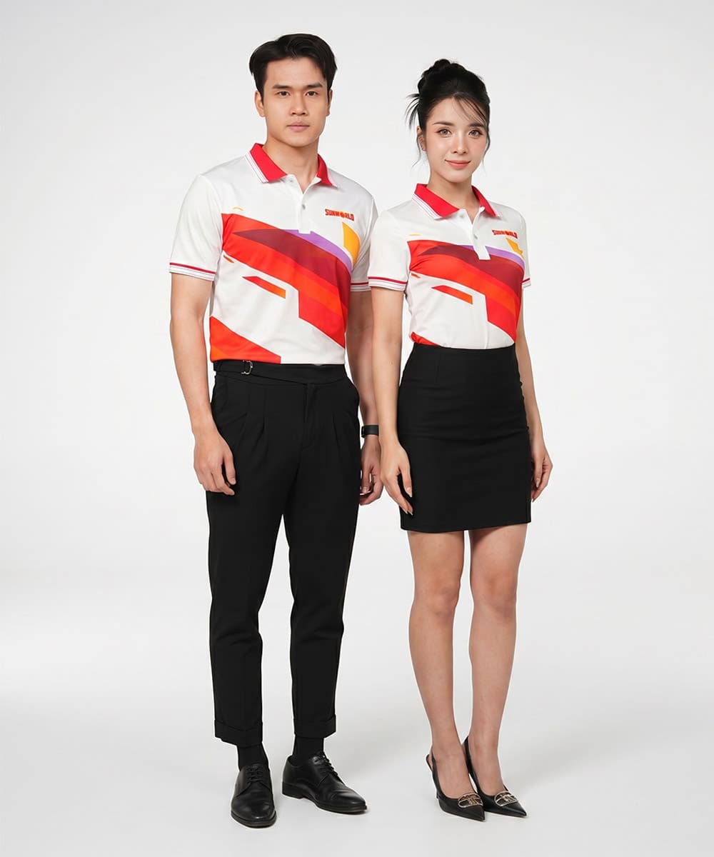 Mẫu Áo Polo Đồng Phục Doanh Nghiệp Sun World In Logo Sắc Nét, Tư Vấn Miễn Phí