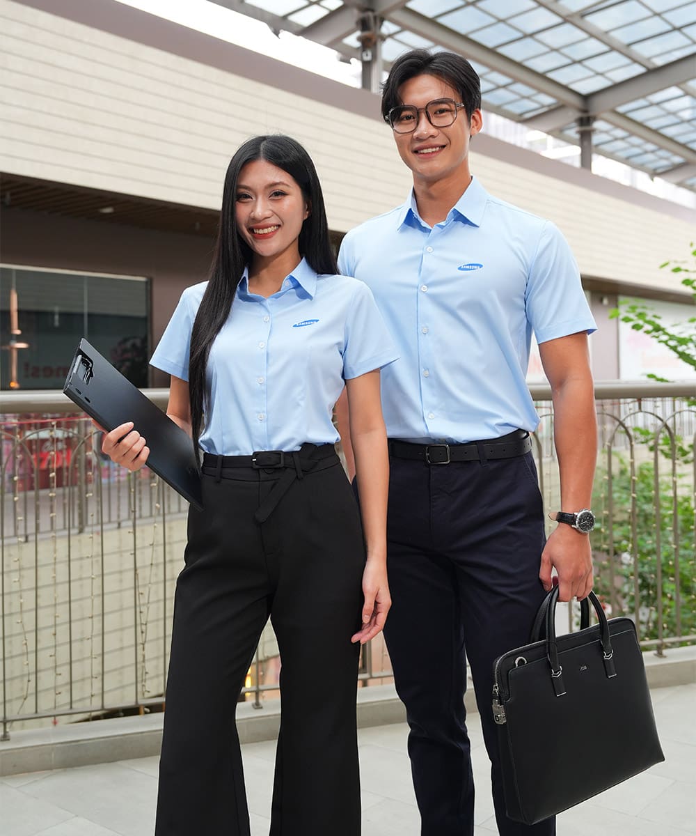 Mẫu áo sơ mi đồng phục công ty SAMSUNG chuẩn nhận diện bền đẹp