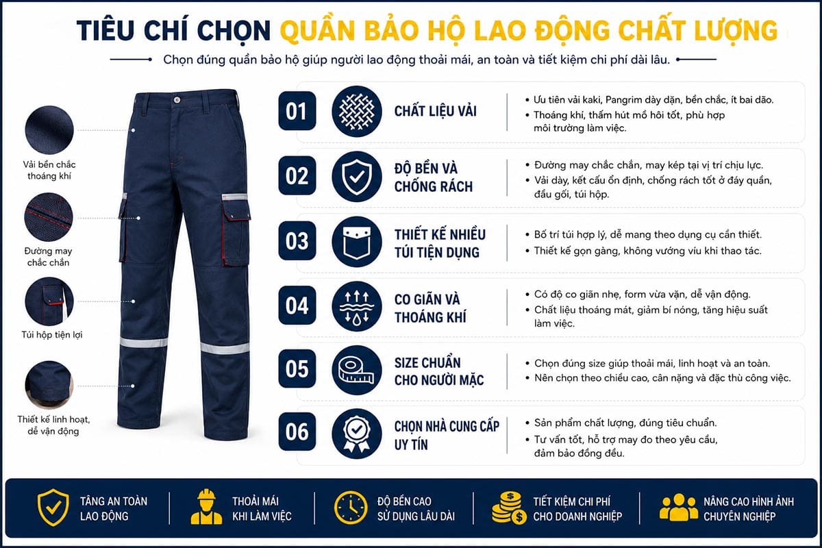 Tiêu chí chọn quần bảo hộ lao động chất lượng
