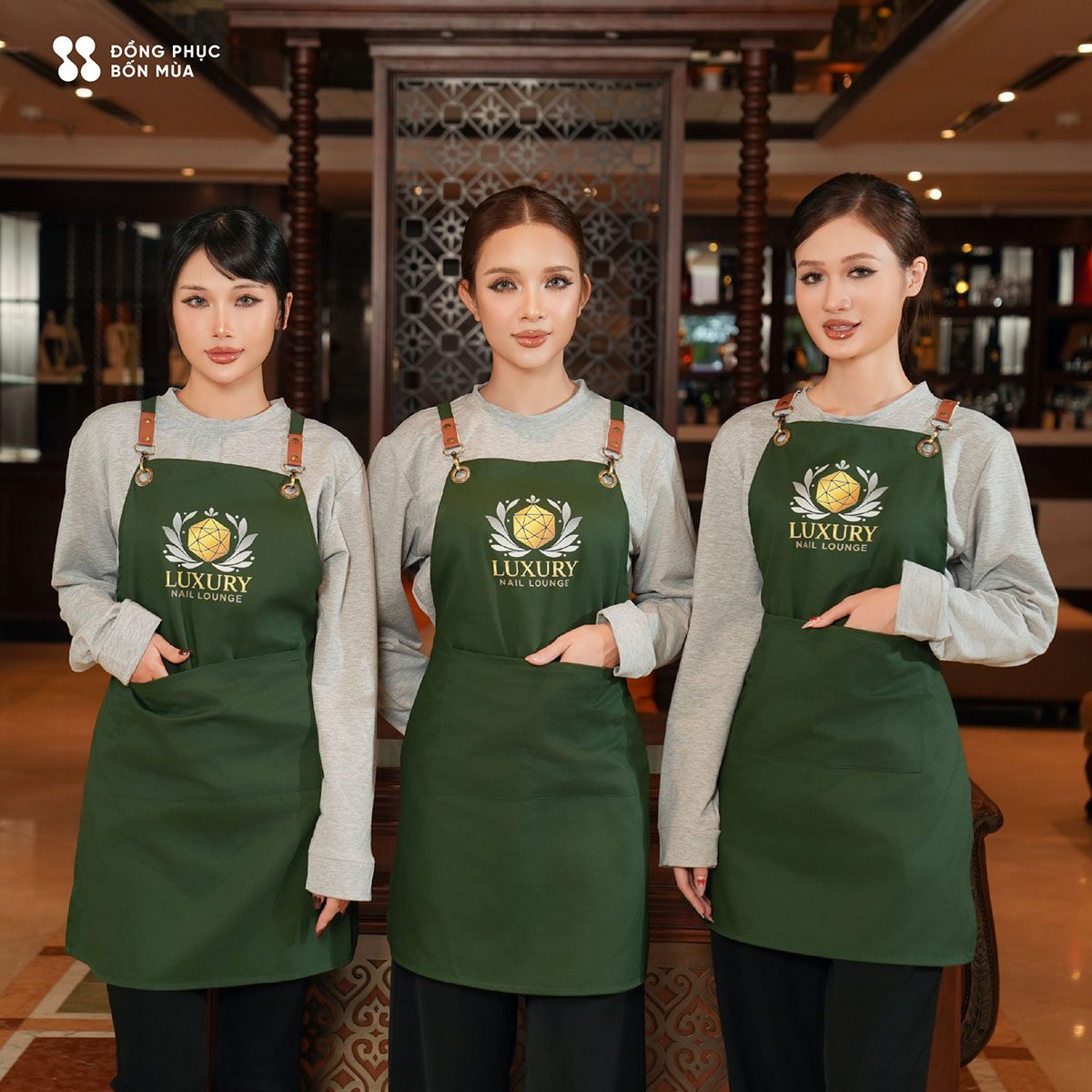Bộ đồng phục tiệm nail thiết kế chuẩn nhận diện